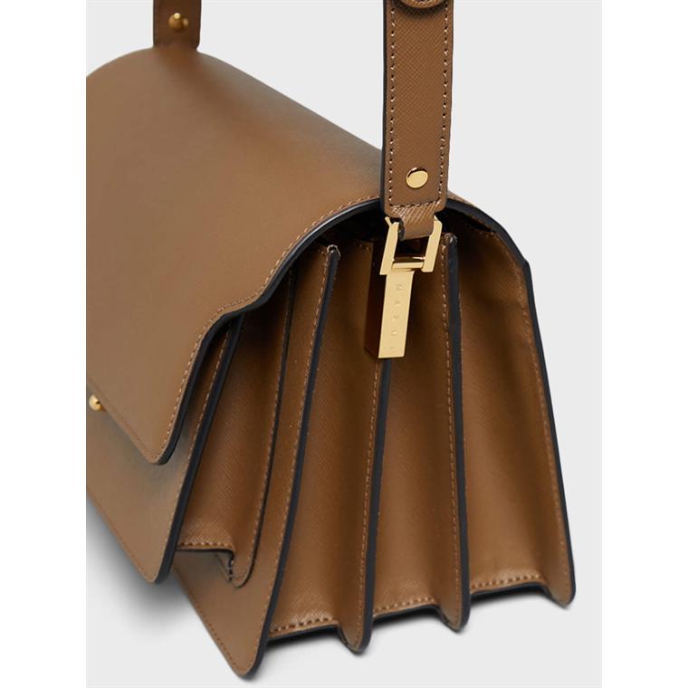 MARNI Saffiano Medium Trunk Bag, Cigar